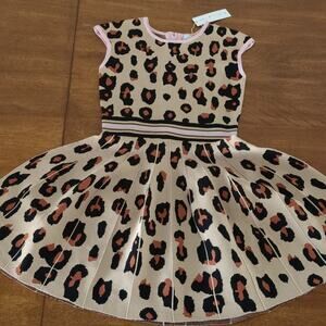 Nev & Lizzie Girl's Leopard-Pattern Short sleeve pleated Dress Size 12 NEW WT
